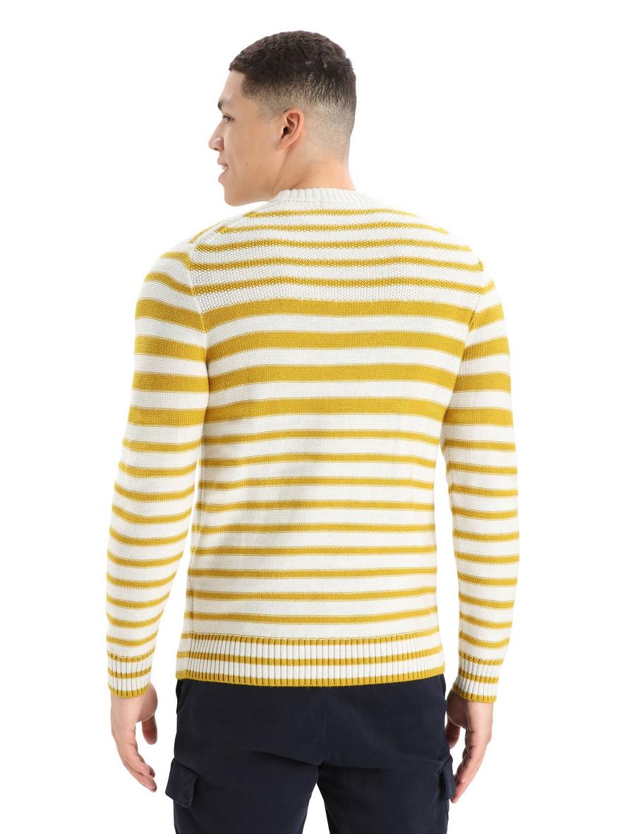 Ecru Heather / Silent Gold Men's Icebreaker Merino Waypoint Crewe Sweaters | USA 1223GSOL